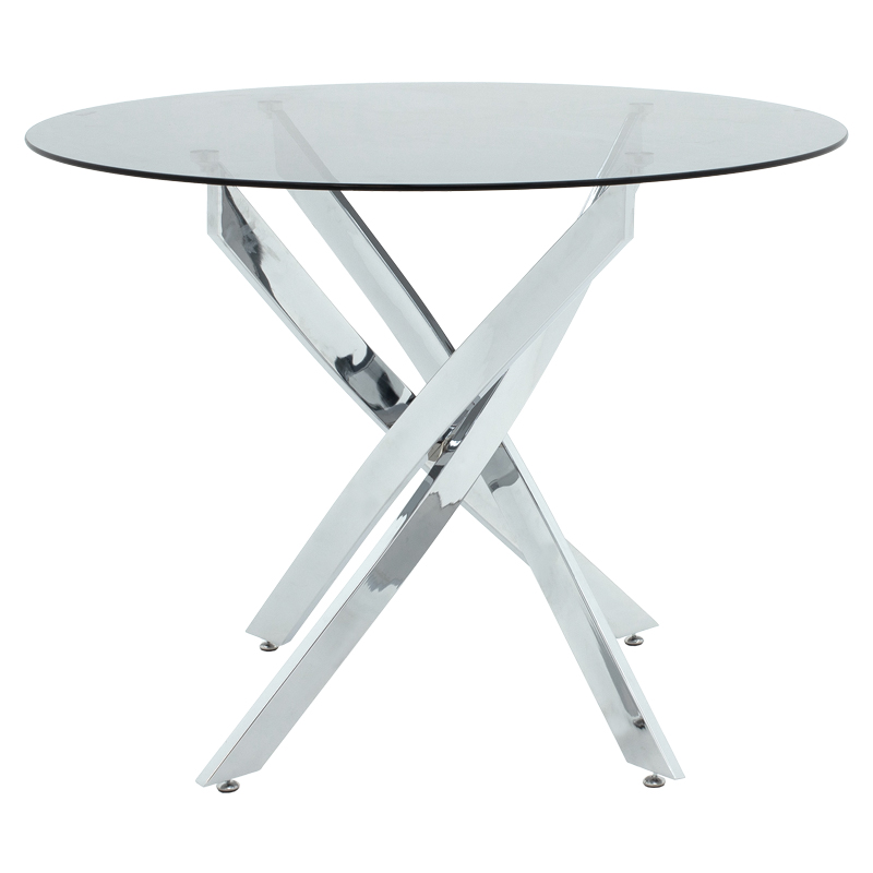 Τραπέζι Antoro pakoworld γυαλί και μεταλλικά πόδια σε απόχρωση χρωμίου Φ100x75εκ 3
