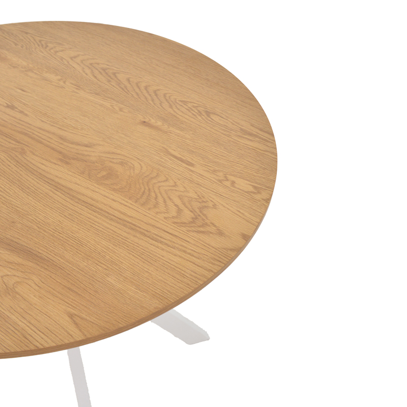 Τραπέζι Xuson pakoworld φυσικό mdf-πόδι λευκό μέταλλο Φ80x75εκ 5