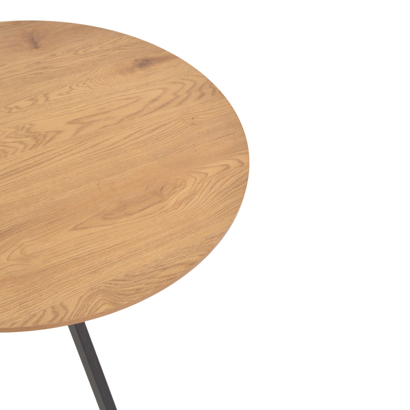 Τραπέζι Xuson pakoworld φυσικό mdf-πόδι μαύρο μέταλλο Φ120x75εκ 4