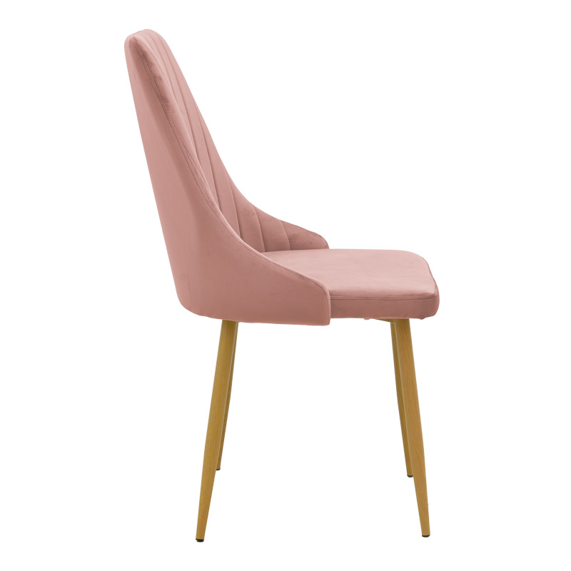 Καρέκλα Azori pakoworld σάπιο μήλο βελούδο με πόδι μετάλλου σε φυσική απόχρωση 49x55x85εκ 3