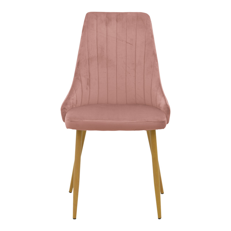 Καρέκλα Azori pakoworld σάπιο μήλο βελούδο με πόδι μετάλλου σε φυσική απόχρωση 49x55x85εκ 4