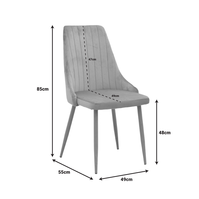 Καρέκλα Azori pakoworld σάπιο μήλο βελούδο με πόδι μετάλλου σε φυσική απόχρωση 49x55x85εκ 8