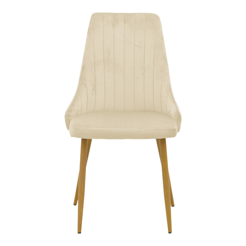 Καρέκλα Azori pakoworld μπεζ βελούδο με πόδι μετάλλου σε φυσική απόχρωση 49x55x85εκ 4