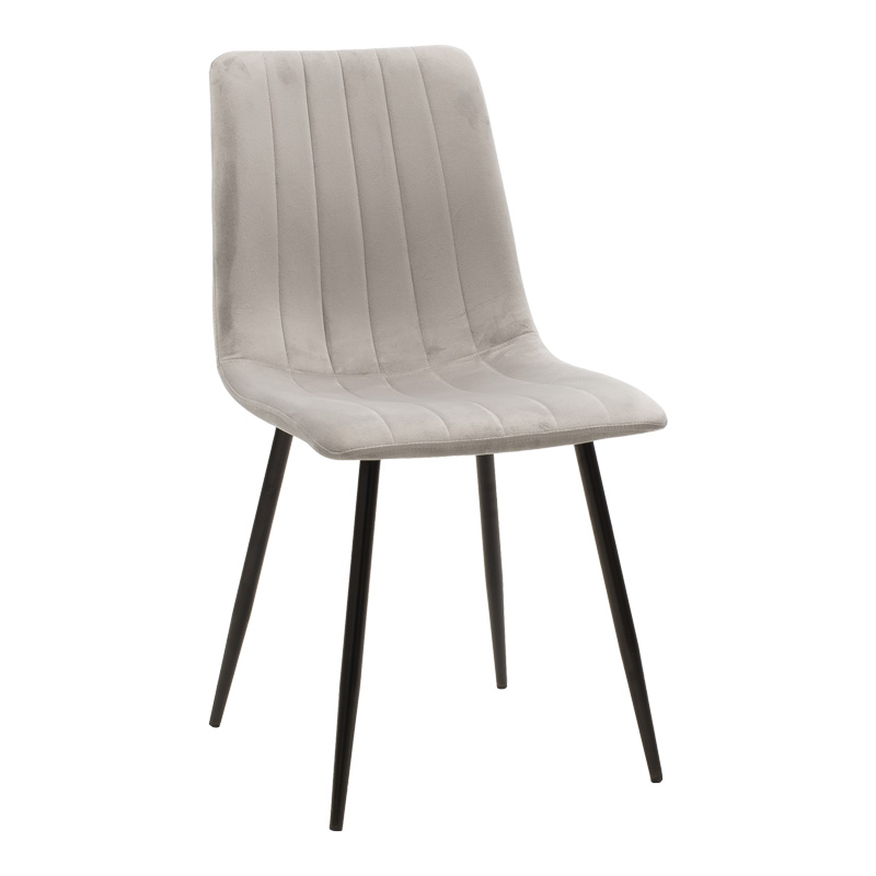 Καρέκλα Noor pakoworld γκρι βελούδο με πόδι μετάλλου σε μαύρη απόχρωση 44x53x86εκ 1