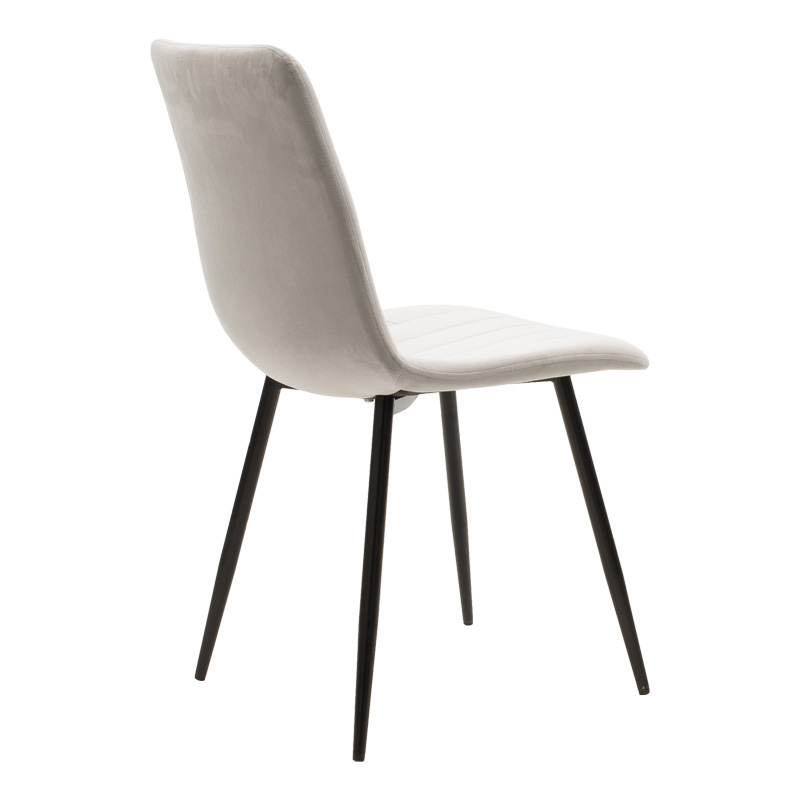 Καρέκλα Noor pakoworld γκρι βελούδο με πόδι μετάλλου σε μαύρη απόχρωση 44x53x86εκ 2