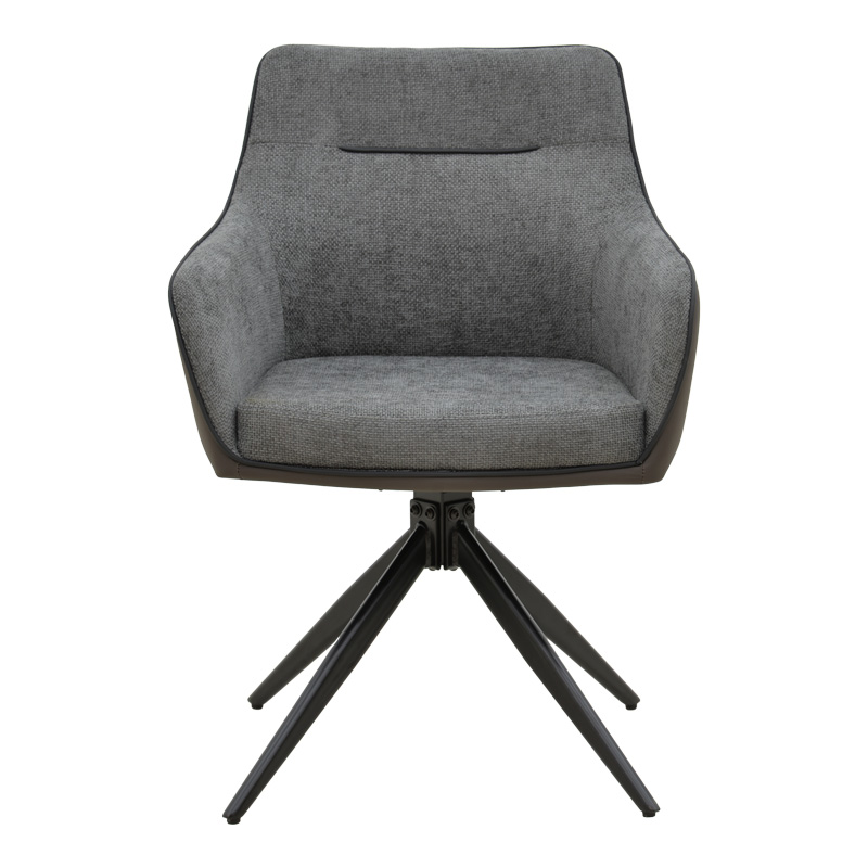 Πολυθρόνα Debra pakoworld περιστρεφόμενη γκρι ύφασμα-pu με πόδι μετάλλου σε μαύρη απόχρωση 60x64x83εκ 4