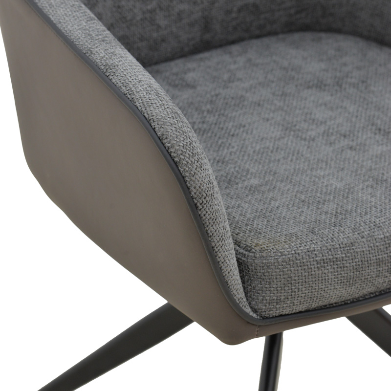 Πολυθρόνα Debra pakoworld περιστρεφόμενη γκρι ύφασμα-pu με πόδι μετάλλου σε μαύρη απόχρωση 60x64x83εκ 7