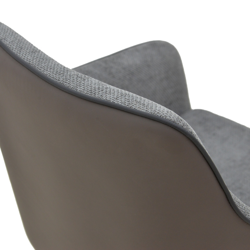 Πολυθρόνα Debra pakoworld περιστρεφόμενη γκρι ύφασμα-pu με πόδι μετάλλου σε μαύρη απόχρωση 60x64x83εκ 8