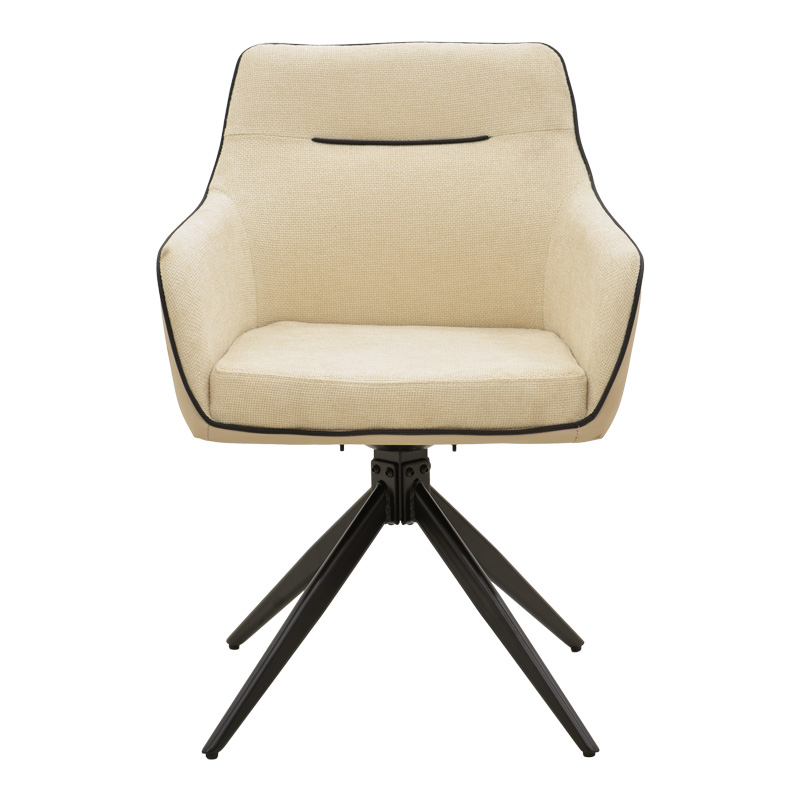 Πολυθρόνα Debra pakoworld περιστρεφόμενη μπεζ ύφασμα-pu με πόδι μετάλλου σε μαύρη απόχρωση 60x64x83εκ 4