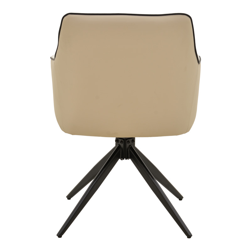 Πολυθρόνα Debra pakoworld περιστρεφόμενη μπεζ ύφασμα-pu με πόδι μετάλλου σε μαύρη απόχρωση 60x64x83εκ 5