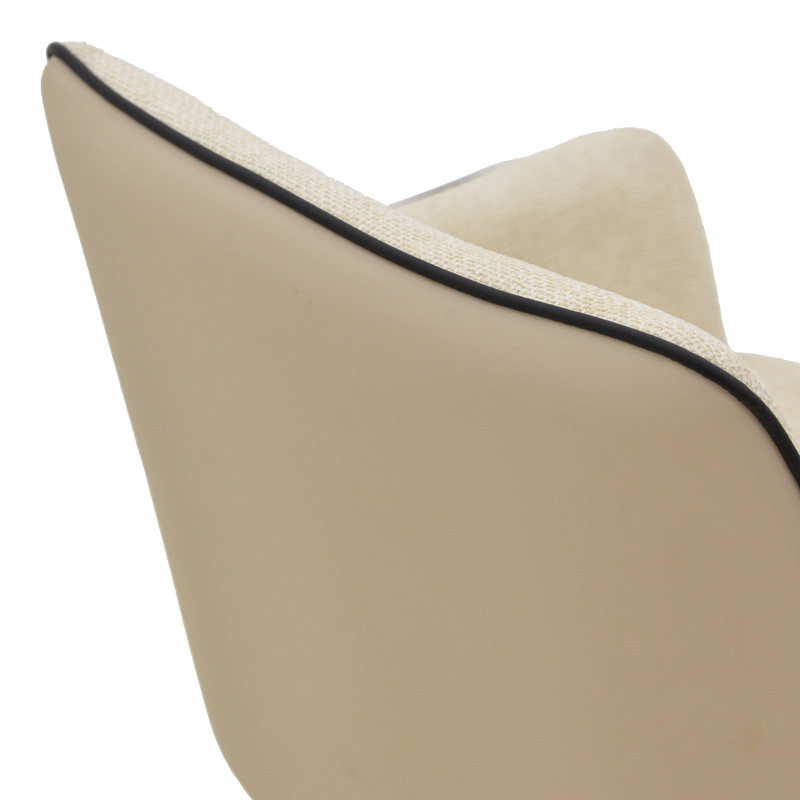 Πολυθρόνα Debra pakoworld περιστρεφόμενη μπεζ ύφασμα-pu με πόδι μετάλλου σε μαύρη απόχρωση 60x64x83εκ 8