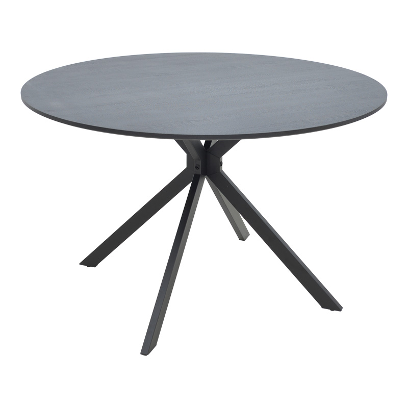 Τραπέζι Xuson pakoworld mdf σε ανθρακί απόχρωση με πόδι μαύρο μέταλλο Φ120x75εκ 1