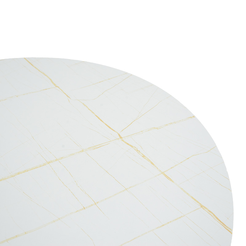 Τραπέζι Xuson pakoworld mdf σε λευκό όψης μαρμάρου με πόδι μαύρο μέταλλο Φ120x75εκ 3