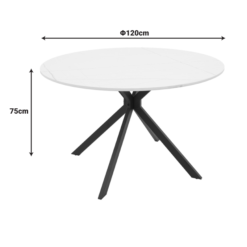 Τραπέζι Xuson pakoworld mdf σε λευκό όψης μαρμάρου με πόδι μαύρο μέταλλο Φ120x75εκ 4