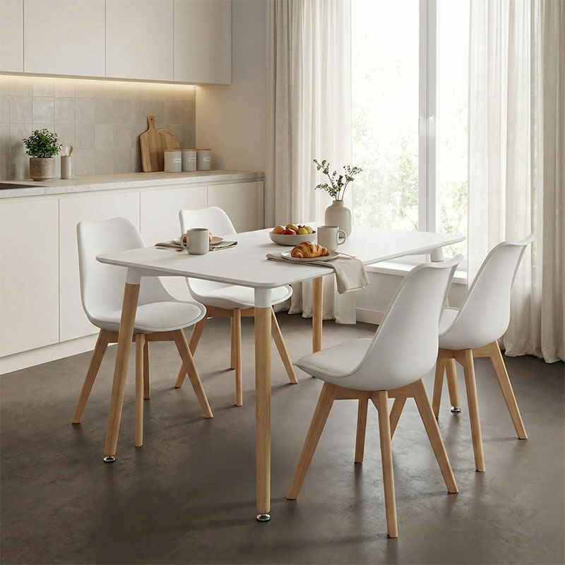 Τραπέζι Natali pakoworld MDF λευκό-πόδια σε φυσική απόχρωση 120x80x76εκ 2