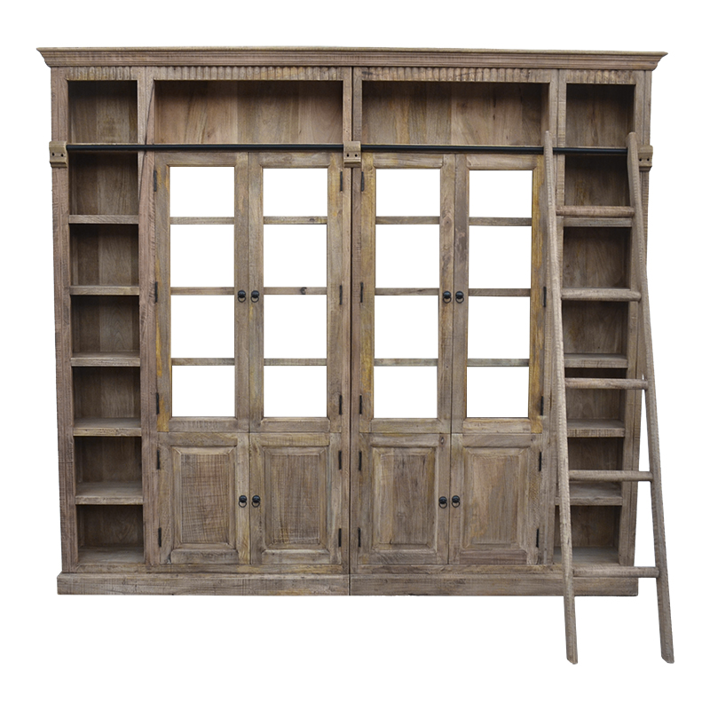 Βιβλιοθήκη Librardy Inart lime wash μασίφ mango ξύλο 247x35x220εκ 2