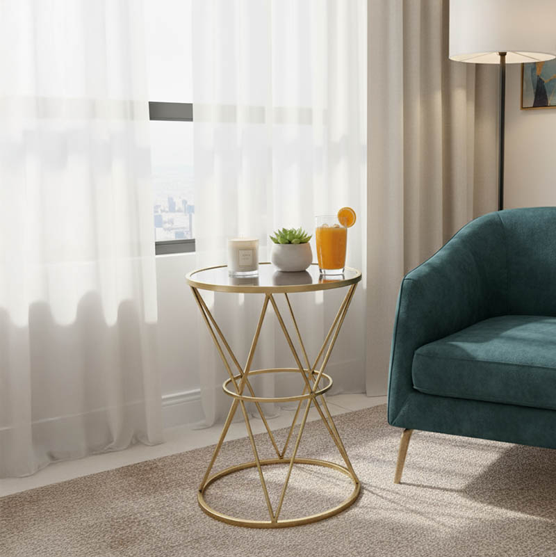 Βοηθητικό τραπέζι σαλονιού Vogarton Inart χρυσό 40x40x56εκ 1