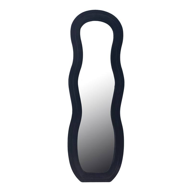 Καθρέπτης Glinde Inart βελούδο σε μαύρη απόχρωση 50x3.3x150εκ 1