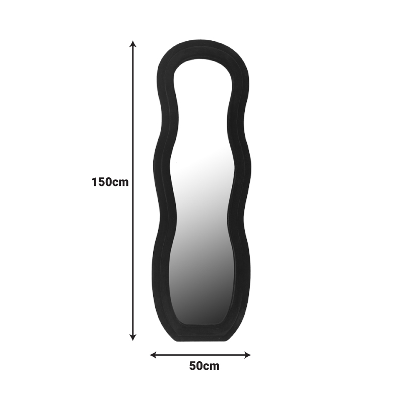 Καθρέπτης Glinde Inart βελούδο σε μαύρη απόχρωση 50x3.3x150εκ 2