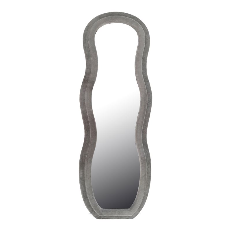 Καθρέπτης Glinde Inart βελούδο σε γκρι απόχρωση 50x3.3x150εκ 1