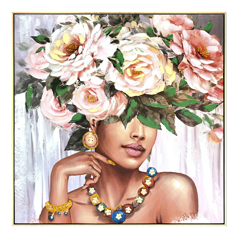 Πίνακας σε καμβά Flowergirl Inart 82x4.5x82εκ 1