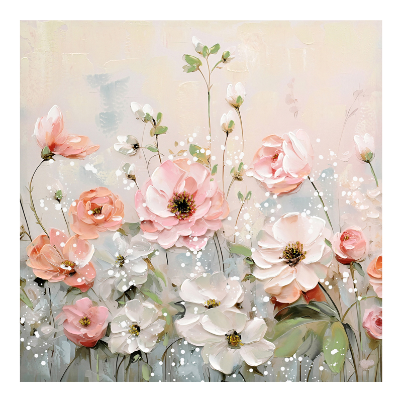 Πίνακας σε καμβά Rozy I Inart 80x3x80εκ 1