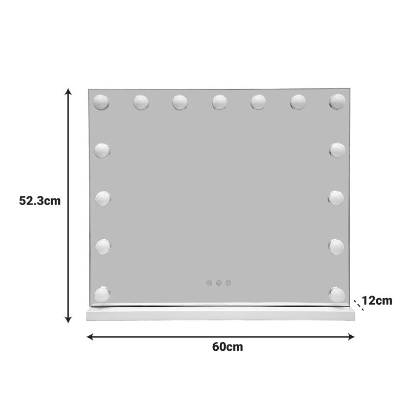 Καθρέπτης Led Hollywood pakoworld μέταλλο λευκό 60x12x52.3εκ 2