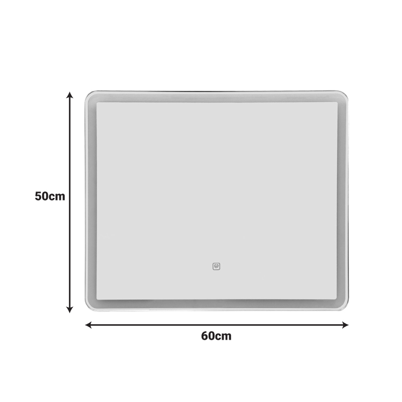 Καθρέπτης Led Quadrou pakoworld pp-αλουμίνιο 60x3x50εκ 2