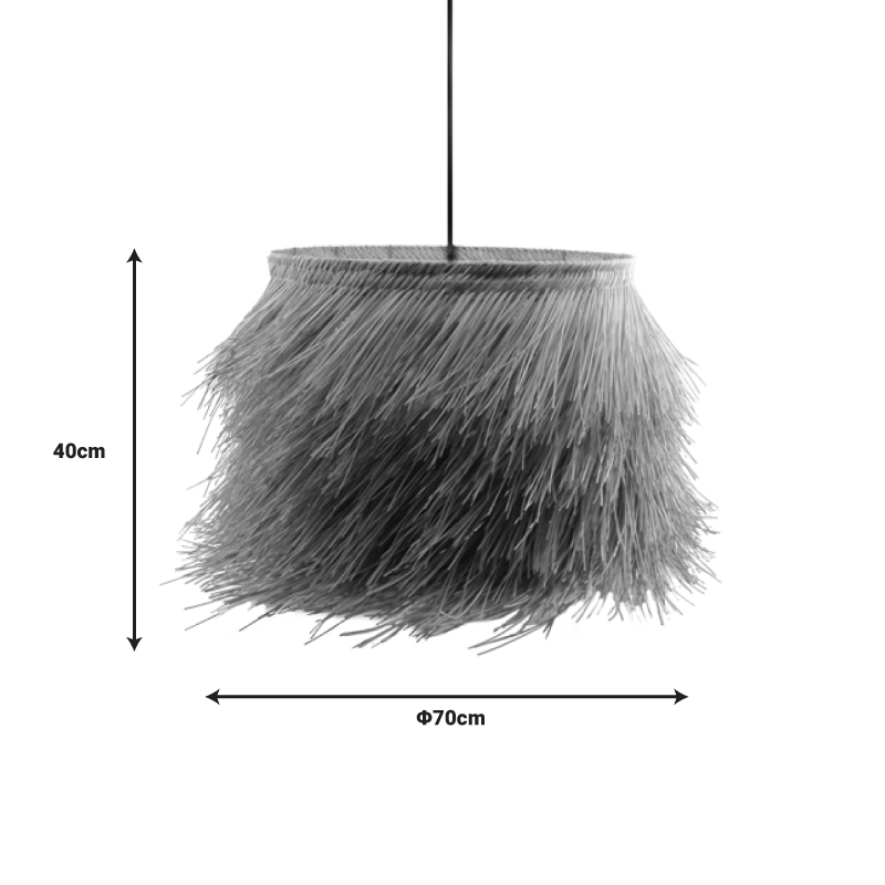 Φωτιστικό οροφής Hairy Inart Ε27 ρατάν σε φυσική απόχρωση Φ70x40εκ 3