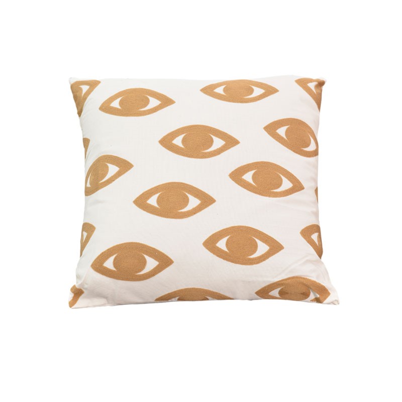 Μαξιλάρι Eyes Inart φυσικό-λευκό ύφασμα 45x45x2.5εκ 1
