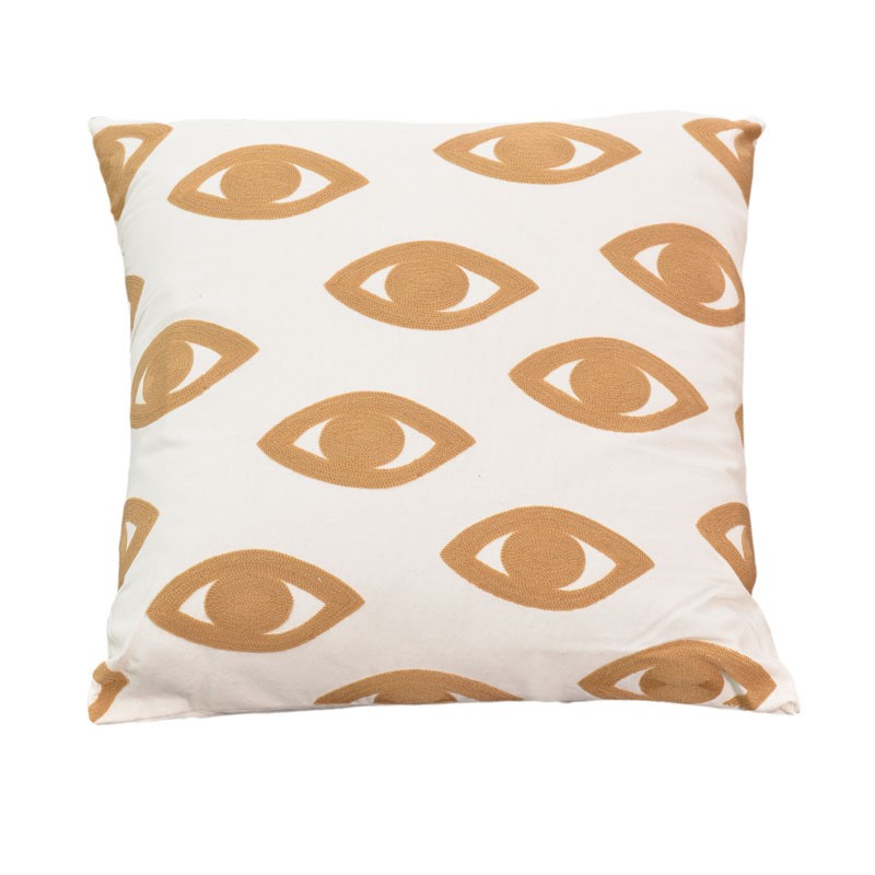Μαξιλάρι Eyes Inart φυσικό-λευκό ύφασμα 60x60x2.5εκ 1