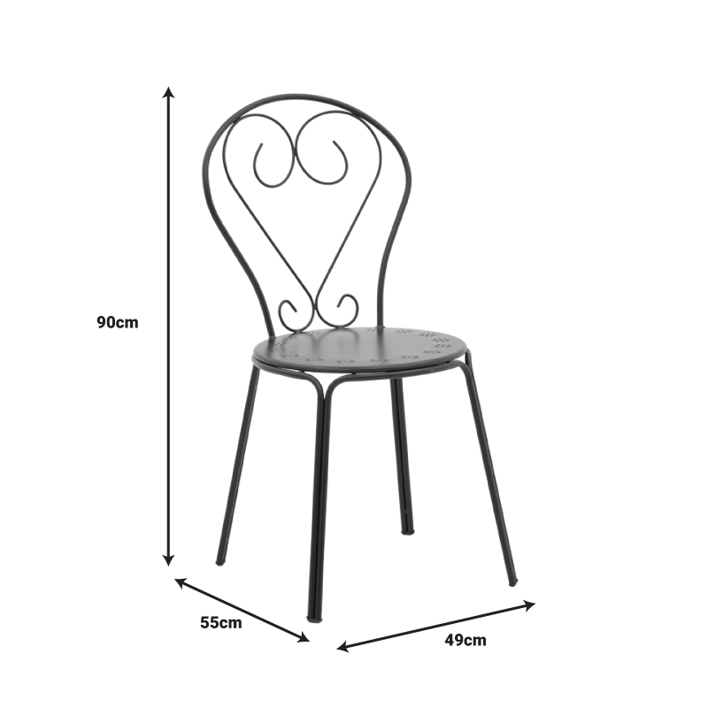 Καρέκλα Chari pakoworld στοιβαζόμενη μαύρο μέταλλο 49x55x90εκ 9