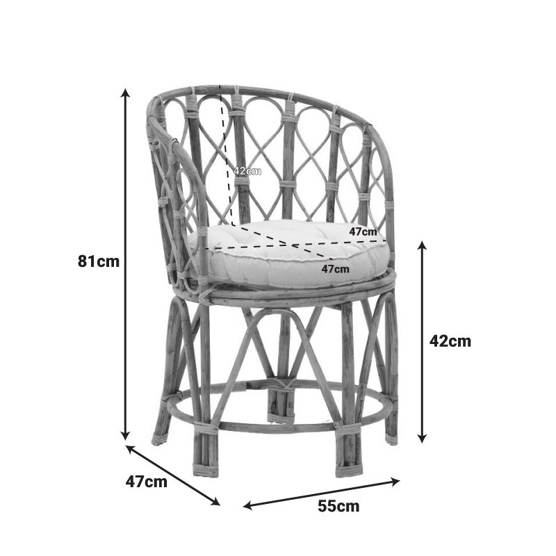 Πολυθρόνα Rostan Inart φυσικό rattan με μαξιλάρι 51x50x80εκ 2