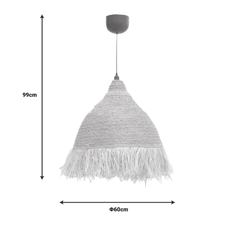 Φωτιστικό οροφής Boher Inart seagrass σε φυσική απόχρωση Φ60x99εκ 3