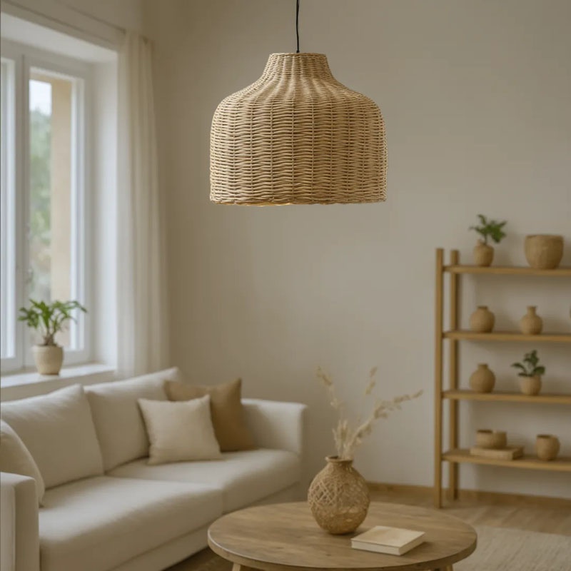 Φωτιστικό οροφής Ziquel Inart rattan σε φυσική απόχρωση Φ42x89εκ 2