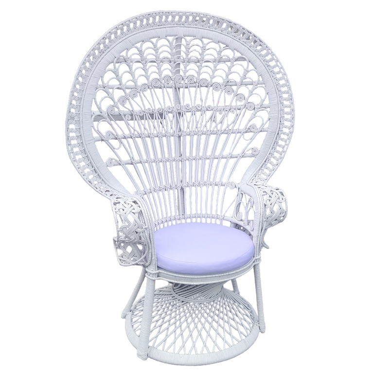 Πολυθρόνα Dorothy Inart με λευκό μαξιλάρι-λευκό rattan 115x53x147εκ 1