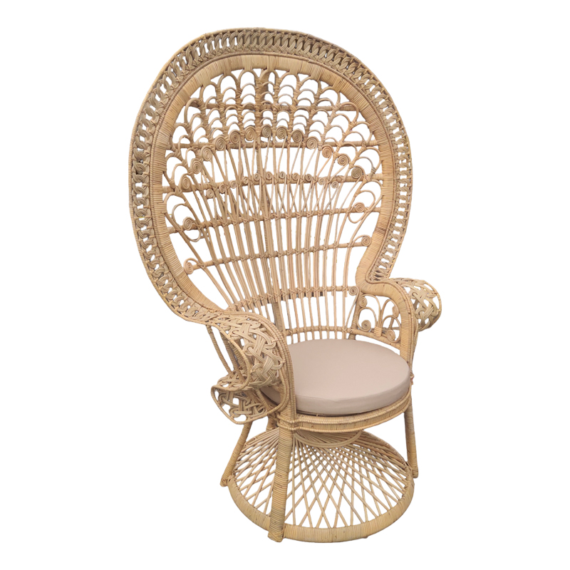 Πολυθρόνα Dorothy Inart με μπεζ μαξιλάρι-φυσικό rattan 115x53x147εκ 1