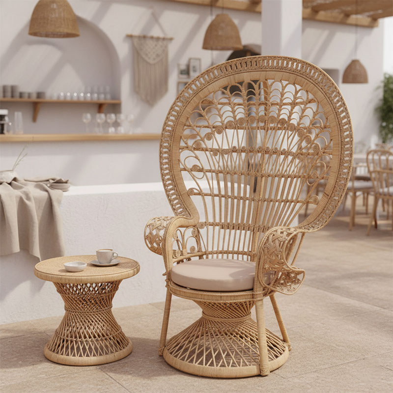 Πολυθρόνα Dorothy Inart με μπεζ μαξιλάρι-φυσικό rattan 115x53x147εκ 2