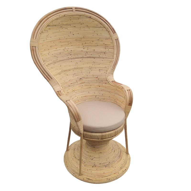 Πολυθρόνα Rea Inart με μπεζ μαξιλάρι-φυσικό rattan 92x75x140εκ 1