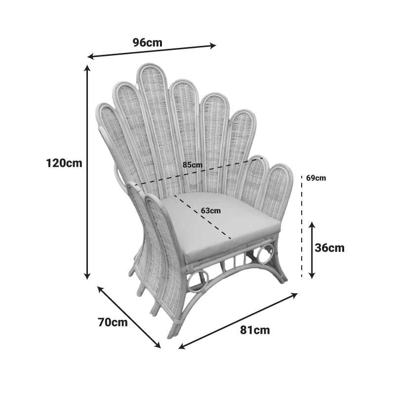 Πολυθρόνα Fragia Inart με μπεζ μαξιλάρι-φυσικό rattan 85x96x120εκ 3