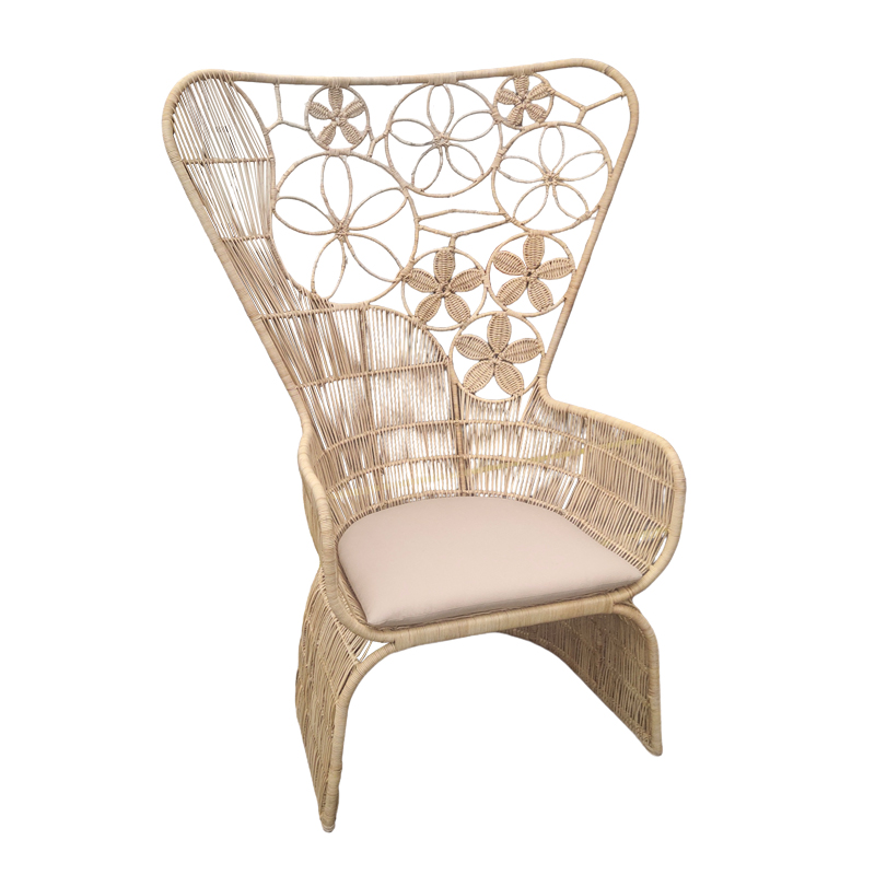 Πολυθρόνα Jake Inart με μπεζ μαξιλάρι-φυσικό rattan 110x86x145εκ 1