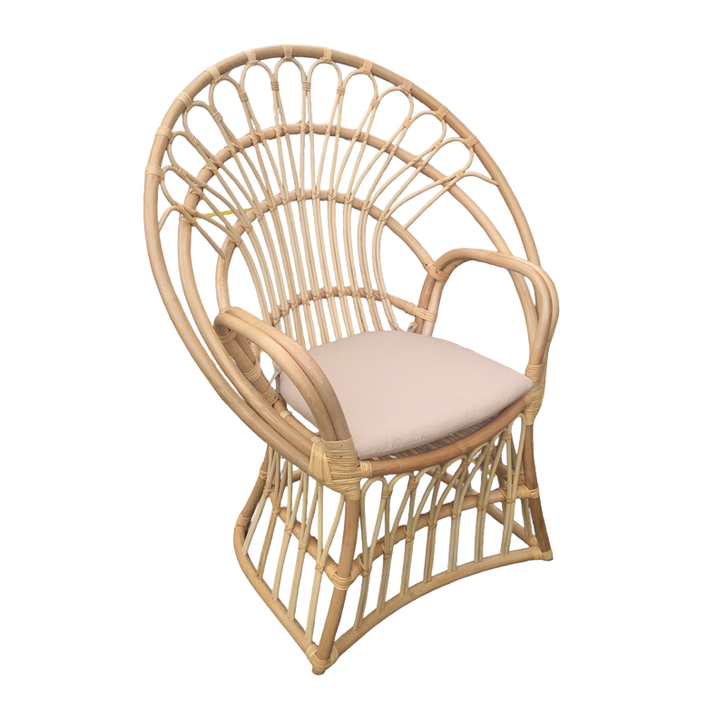 Πολυθρόνα Boloni Inart με μπεζ μαξιλάρι-φυσικό rattan 96x70x120εκ 1