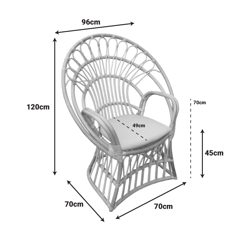 Πολυθρόνα Boloni Inart με μπεζ μαξιλάρι-φυσικό rattan 96x70x120εκ 3