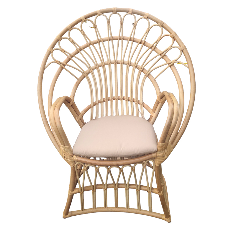 Πολυθρόνα Boloni Inart με μπεζ μαξιλάρι-φυσικό rattan 96x70x120εκ 4