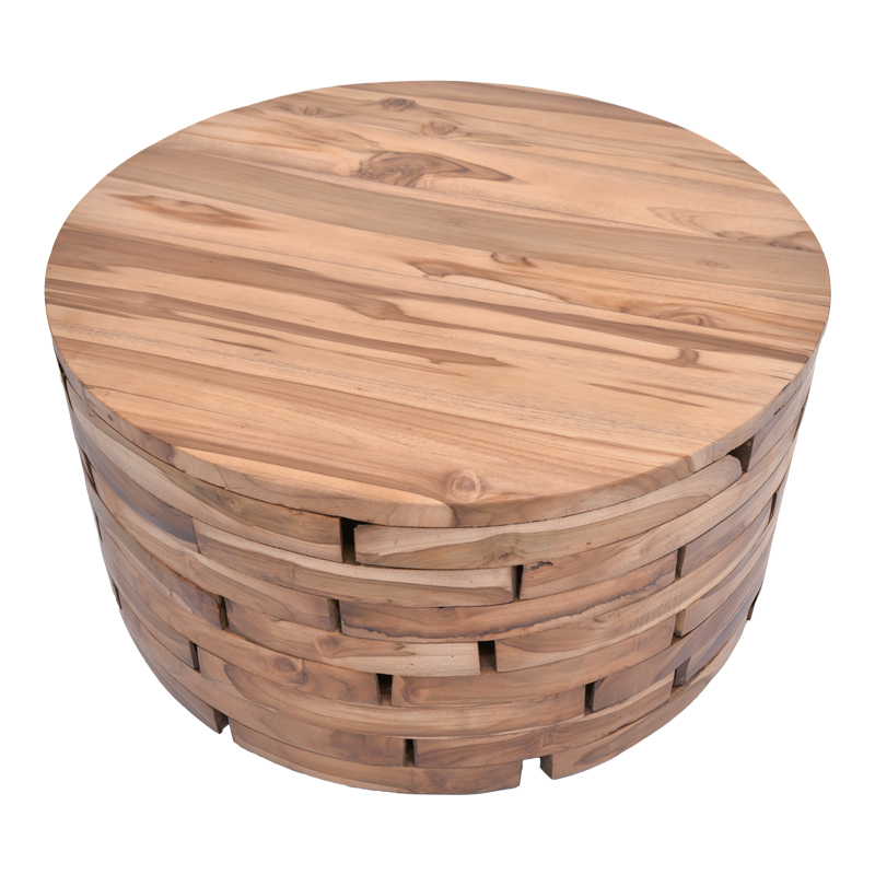 Τραπέζι σαλονιού Wozy Inart φυσικό ξύλο teak Φ90x45εκ 3