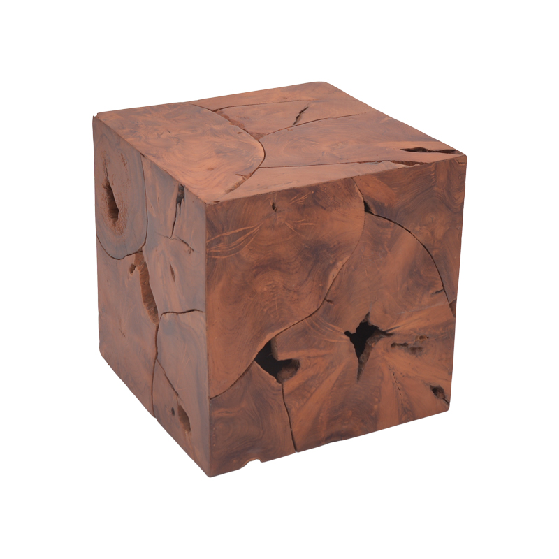 Σκαμπό Boxy Inart φυσικό μασίφ ξύλο teak 40x40x40εκ 1