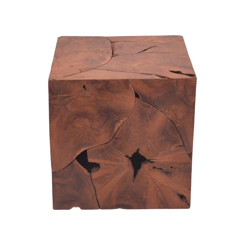Σκαμπό Boxy Inart φυσικό μασίφ ξύλο teak 40x40x40εκ 3
