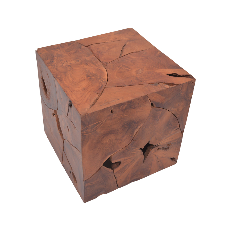 Σκαμπό Boxy Inart φυσικό μασίφ ξύλο teak 40x40x40εκ 4