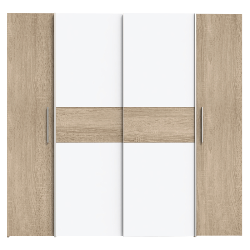 Ντουλάπα ρούχων Closet pakoworld τετράφυλλη sonoma oak-λευκό μελαμίνης 200x61.5x190.5εκ 3