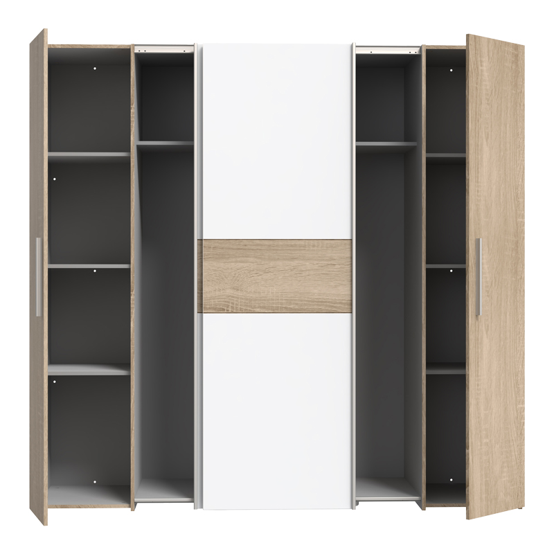 Ντουλάπα ρούχων Closet pakoworld τετράφυλλη sonoma oak-λευκό μελαμίνης 200x61.5x190.5εκ 4